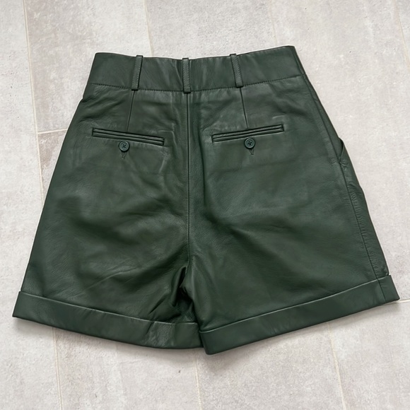 Equipment Shorts Equipment High Waisted Hunter Green Leather Shorts